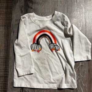 Cat & Jack White Shirt with Rainbow and Pumpkin Design
